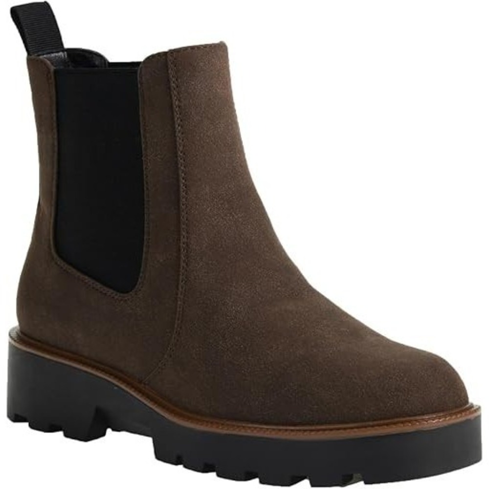 Chinese Laundry Rev Brown Two Tone Slip On Ankle Bootie Lug Sole Boots Womens 10
